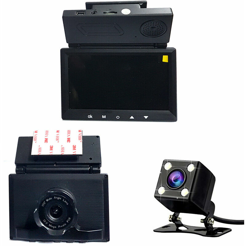 Image of Min camera dvr retromarcia monitor hd 4.3' 2 telecamere 4 led auto suv 12MPX