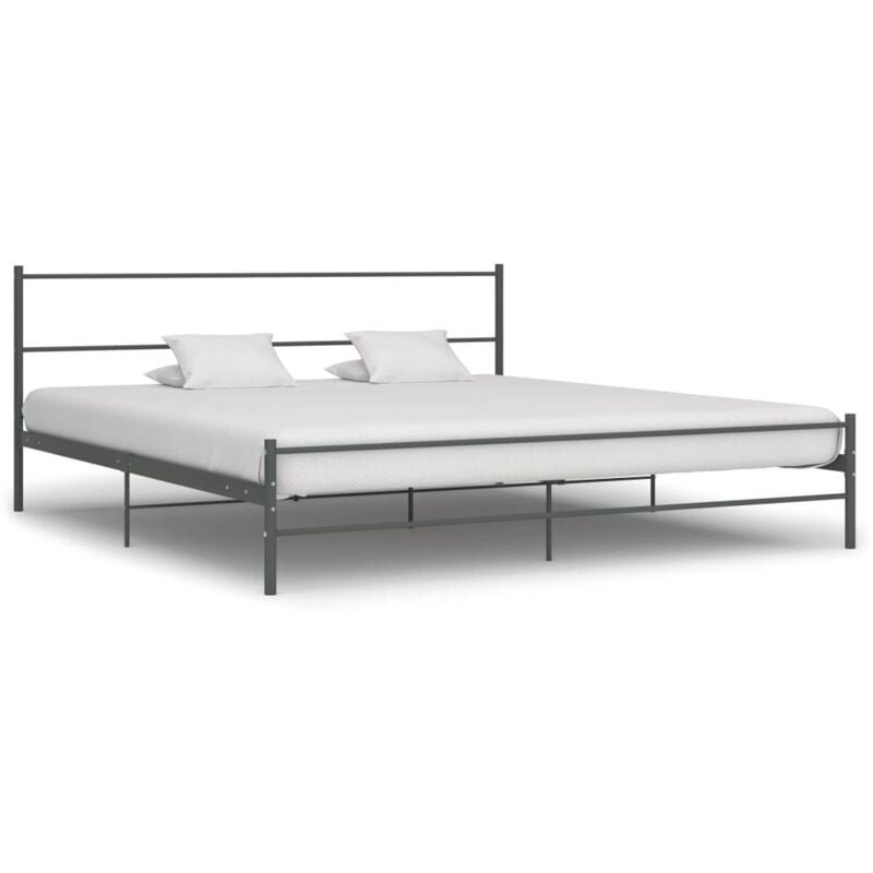 Cadre de lit sans matelas gris métal 200x200 cm vidaXL