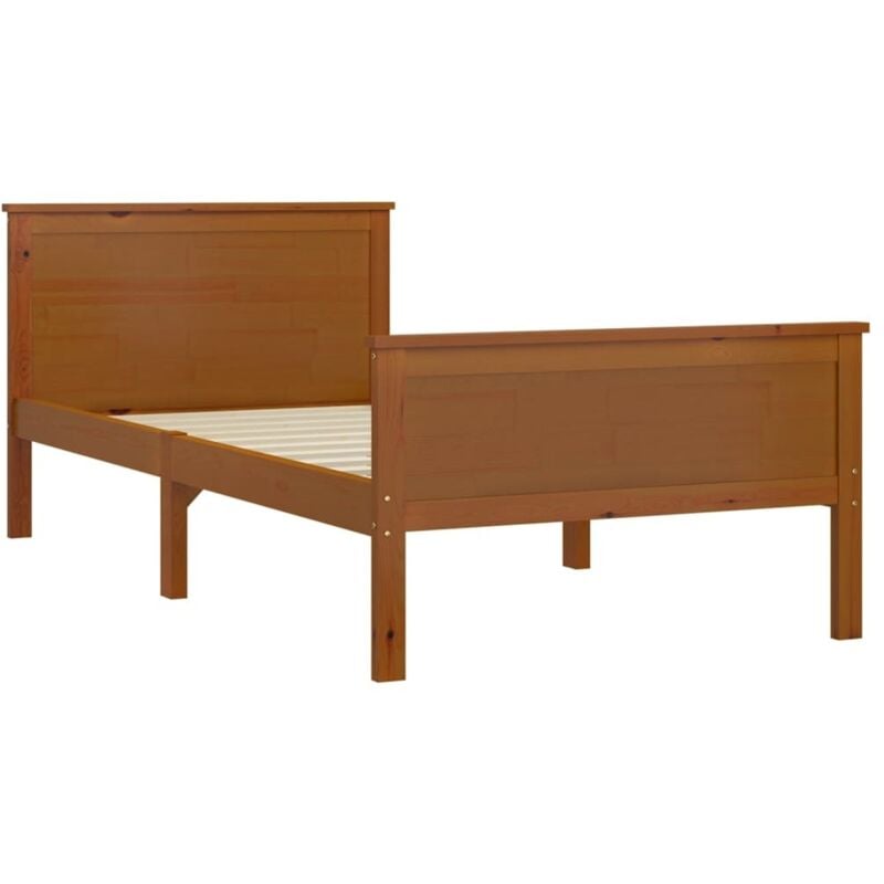 Minkurow - Cadre de lit sans matelas Marron miel Bois pin massif 90x200 cm vidaXL
