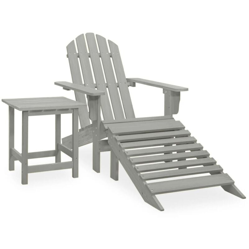 Chaise de jardin Adirondack avec pouf et table Sapin Gris