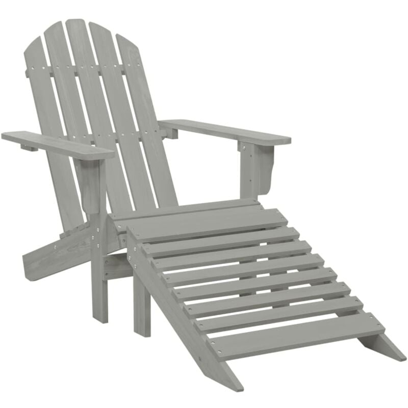 Chaise de jardin avec pouf Bois Gris vidaXL