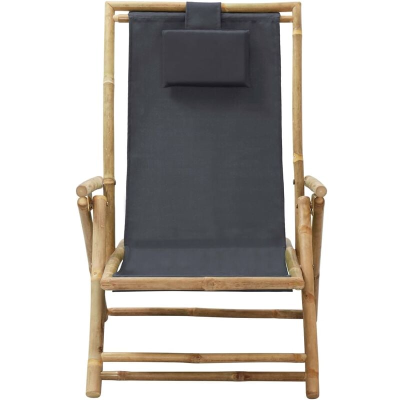 Chaise de relaxation inclinable Gris foncé Bambou et tissu - Inlife