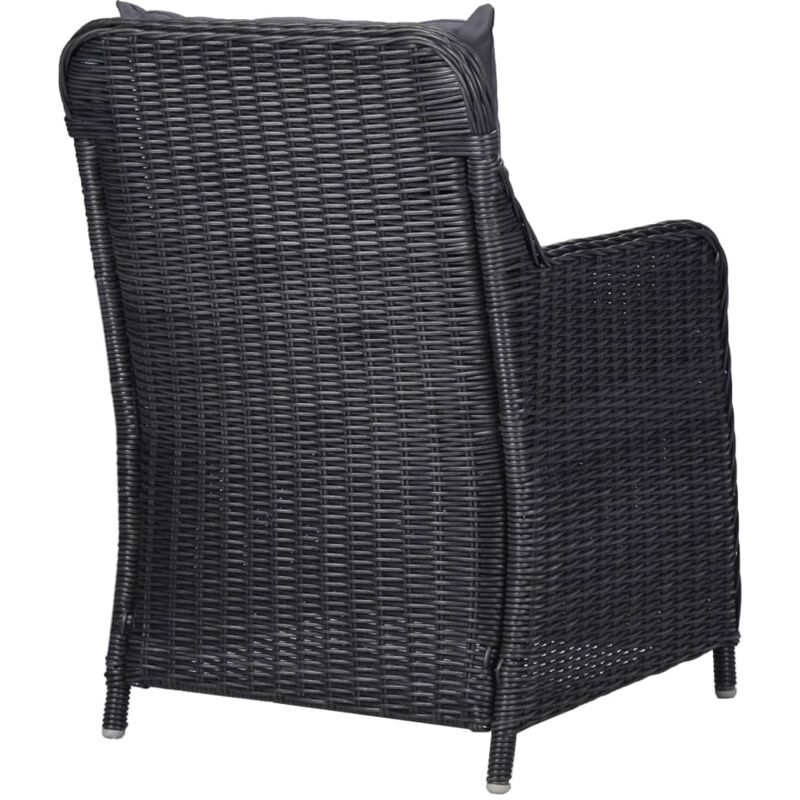 Minkurow - Chaises de jardin lot de 2 avec coussins Résine tressée Noir vidaXL