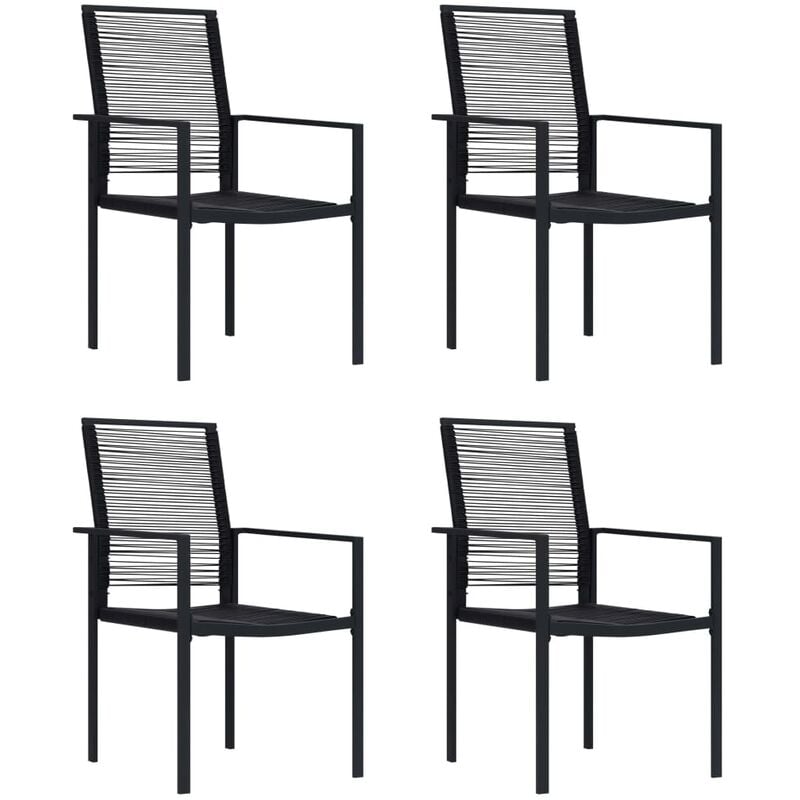 Minkurow - Chaises de jardin 4 pcs Rotin pvc Noir