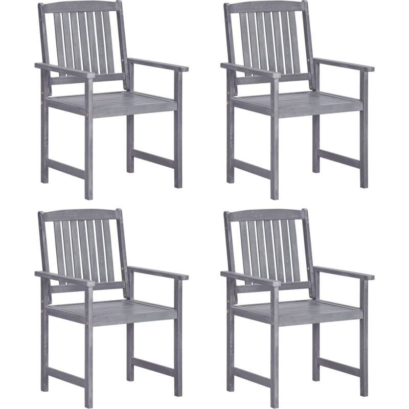 Chaises de jardin lot de 4 Bois massif d'acacia Gris vidaXL
