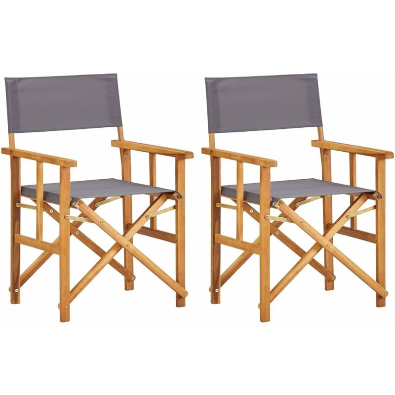 Inlife Chaises de metteur en scène 2 pcs Bois massif d'acacia - Brun