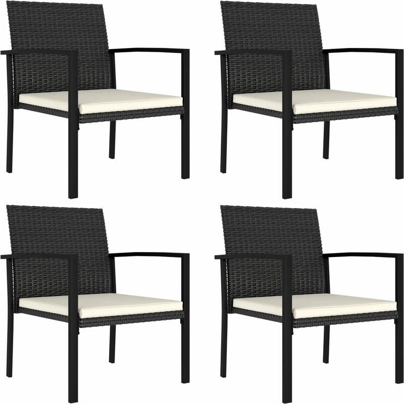 Minkurow - Chaises de salle à manger de jardin 4 pcs Résine tressée Noir