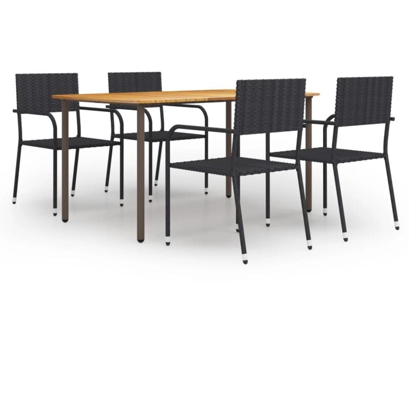 Ensemble à manger de jardin 5 pcs Résine tressée Noir vidaXL