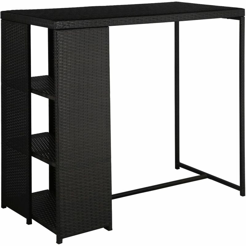 Inlife Meuble de bar de jardin 5 pcs et coussins Résine tressée Noir