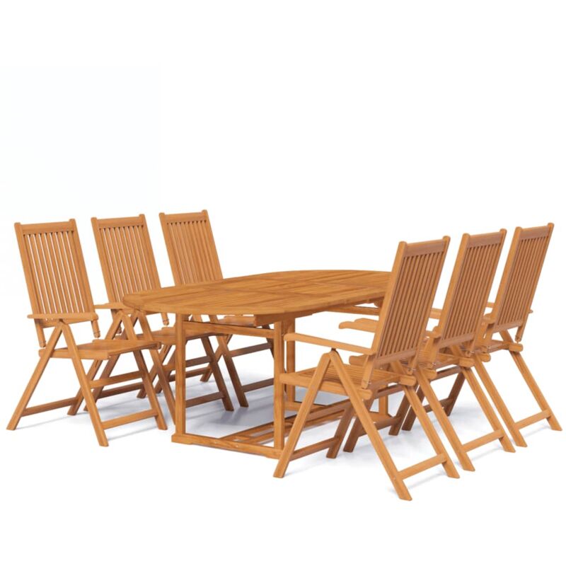 Mobilier à dîner d'extérieur 7 pcs en Bois d'acacia solide