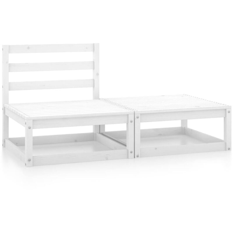 Salon de jardin 2 pcs Blanc Bois de pin massif