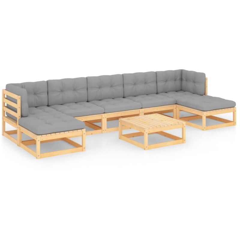 Salon de jardin 8 pcs avec coussins Bois de pin massif vidaXL
