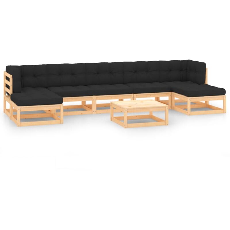 Salon de jardin 8 pcs avec coussins anthracite Pin massif vidaXL