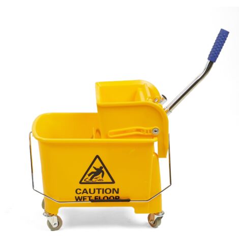 Mind Reader Secchio mobile per mocio resistente con strizzatore verso l'alto, capacità 22 litri, 41 cm di lunghezza x 27 cm di larghezza x 61 cm di altezza, giallo
