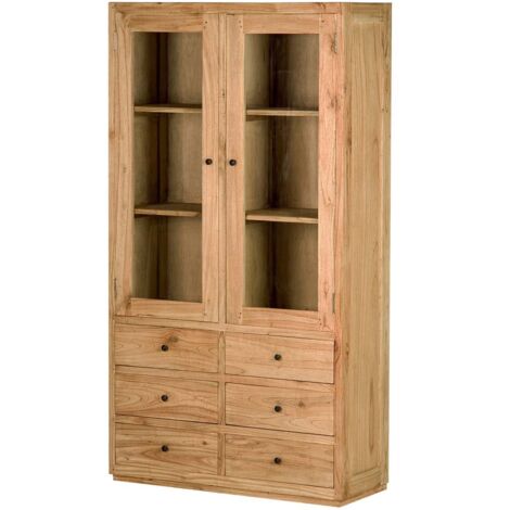Mindi Holzschrank Glas Braun 100x40x185 cm