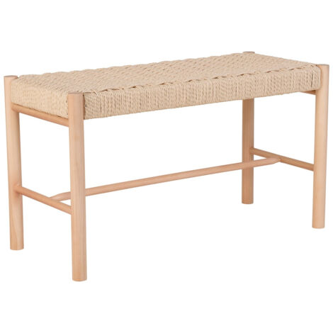 MINDY - Banc en Hêtre Massif et Tissage Naturel
