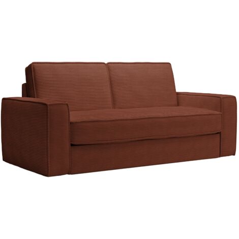 MINDY - Canapé 3 places convertible rapido velours côtelé terracotta matelas 14 cm