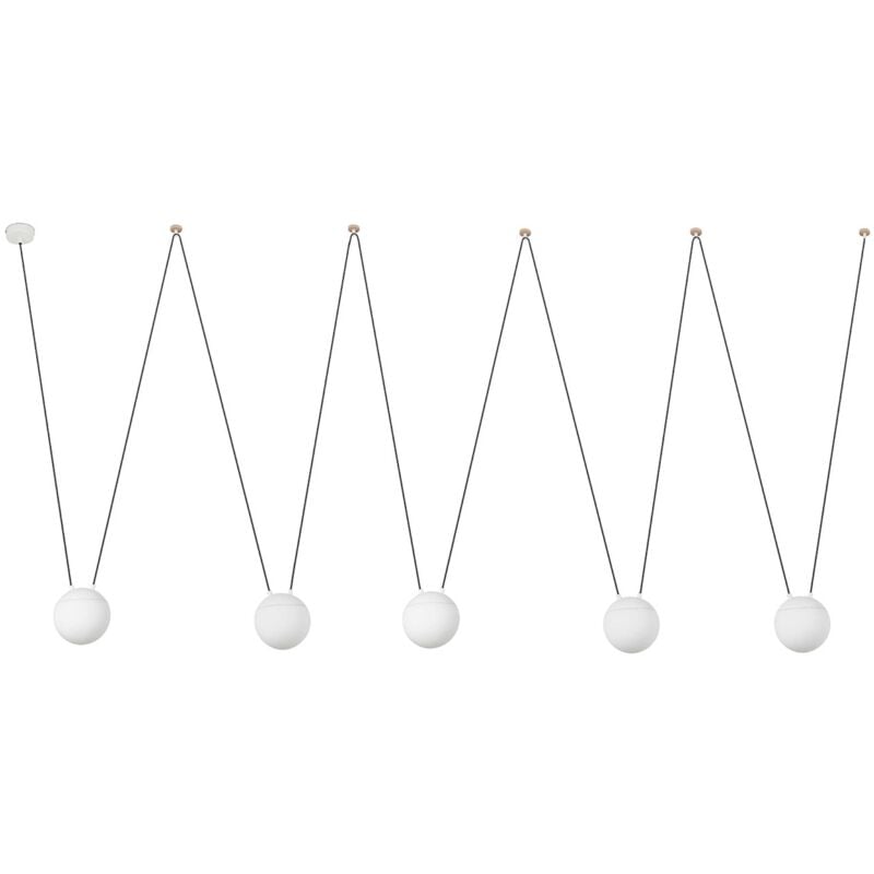 Faro Barcelona - Faro Mine 28375-5L - Plafonnier à 5 ampoules blanc, bois, E27