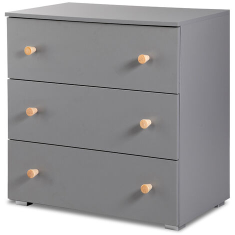 MINEA  Commode AUGUSTE L. 80 cm Grise  3 tiroirs
