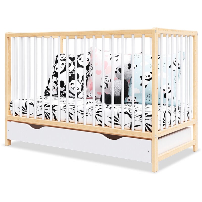 Minea - Lit bébé évolutif avec tiroir mathis 60x120 cm (matelas non inclus)