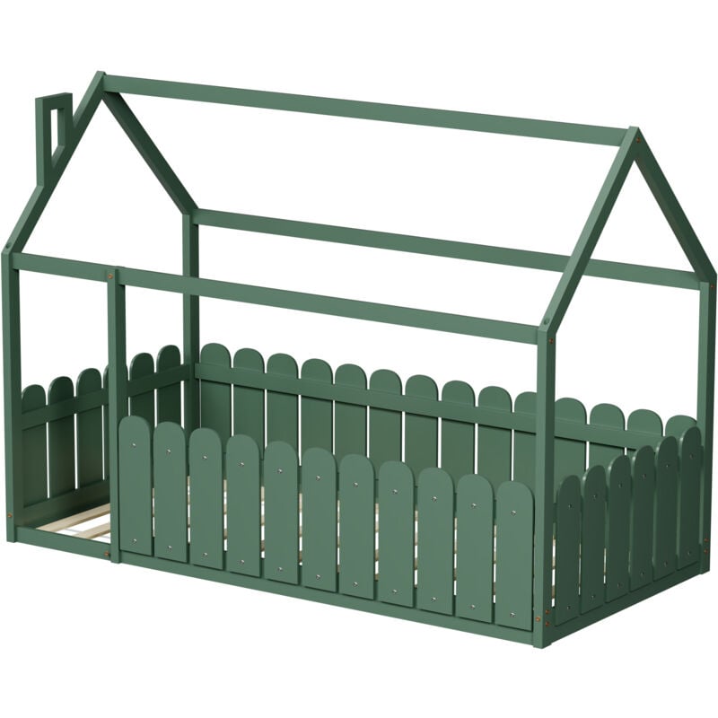 Minea - Lit cabane avec barrière calinou 90x190 cm (matelas non inclus)