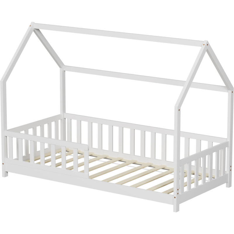 Minea - Lit cabane avec barrière tchoupi 90x190 cm (matelas non inclus) Minea - Lit cabane avec barrière tchoupi 90x190 cm (matelas non inclus)