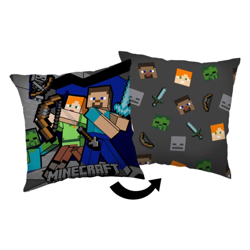 Minecraft - Coussin carré en polaire 'Mode Survie' - Multicolore - 40 x 40 cm - Livraison gratuite