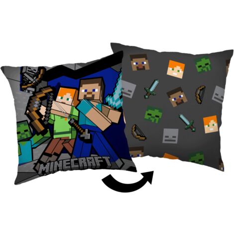 Minecraft - Coussin carré en polaire "Mode Survie" - Multicolore - 40 x 40 cm - Livraison gratuite