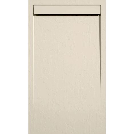 Mineralguss-Duschwanne extra flach CLEVER Schieferoptik BEIGE 70x70 cm