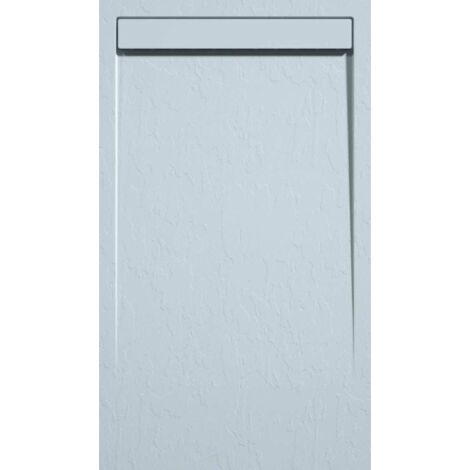 Mineralguss-Duschwanne extra flach CLEVER Schieferoptik GRAU 80x100 cm