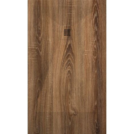 Mineralguss-Duschwanne extra flach DEKOR HALIFAX Holzoptik 80x80 cm