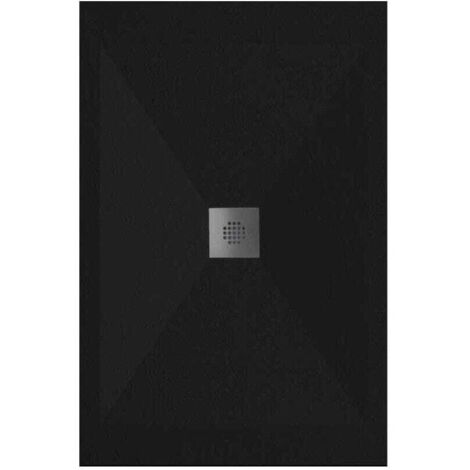 Mineralguss-Duschwanne extra flach DEXA Schieferoptik SCHWARZ 70x170 cm