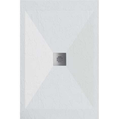Mineralguss-Duschwanne extra flach DEXA Schieferoptik WEIß 70x100 cm