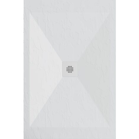 Mineralguss-Duschwanne extra flach DEXA Schieferoptik WEIß 70x140 cm Auslaufschutz in Farbe