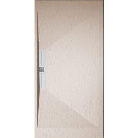 Mineralguss-Duschwanne extra flach EDIS Schieferoptik BEIGE 70x70 cm