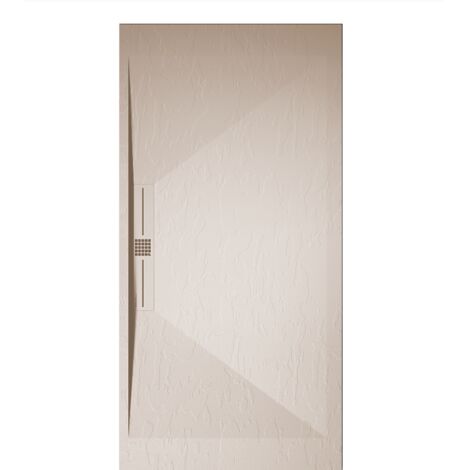 Mineralguss-Duschwanne extra flach EDIS Schieferoptik BEIGE 80x120 cm