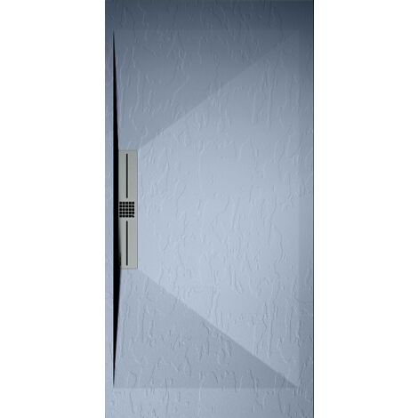 Mineralguss-Duschwanne extra flach EDIS Schieferoptik GRAU 80x170 cm