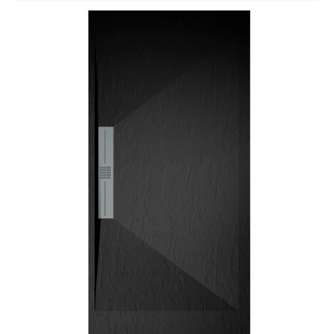 Mineralguss-Duschwanne extra flach EDIS Schieferoptik SCHWARZ 90x90 cm
