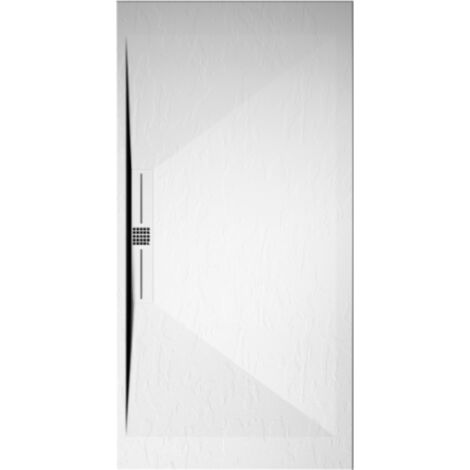 Mineralguss-Duschwanne extra flach EDIS Schieferoptik WEIß 90x160 cm