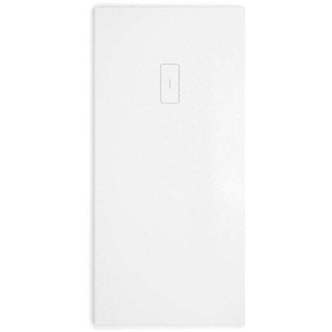 Mineralguss-Duschwanne extra flach FUSION Schieferoptik WEISS 100x200cm