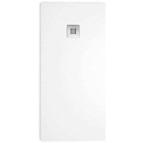 Mineralguss-Duschwanne extra flach MADISON Schieferoptik WEISS 80x80 cm