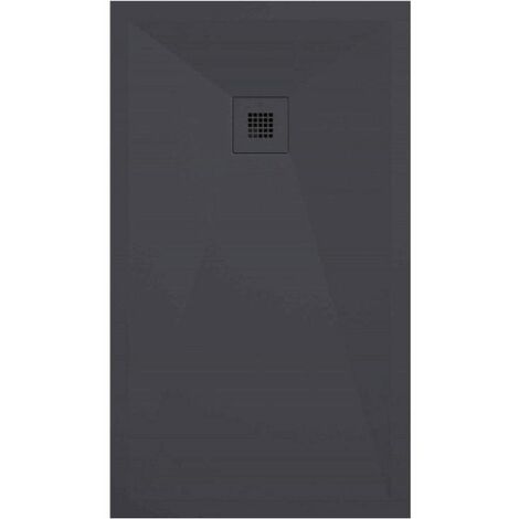 Mineralguss-Duschwanne extra flach ONDA Schieferoptik ANTHRAZIT 70x130 cm Auslaufschutz in Farbe