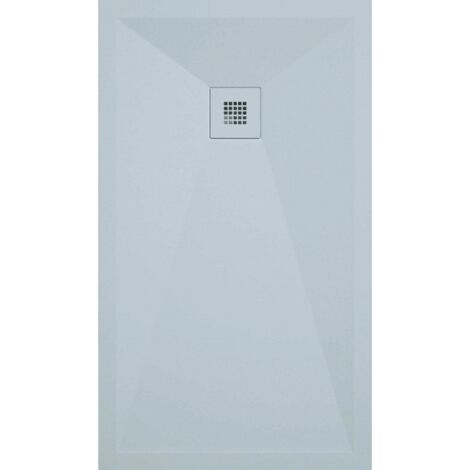 Mineralguss-Duschwanne extra flach ONDA Schieferoptik GRAU 70x80 cm Auslaufschutz in Farbe