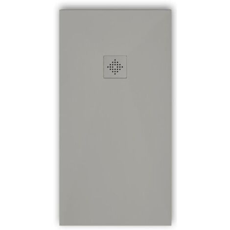 Mineralguss-Duschwanne extra flach PURE Schieferoptik grau 100x180 cm Auslaufschutz in Farbe