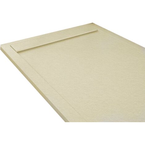 Mineralguss-Duschwanne extra flach RIBERA Schieferoptik BEIGE 70x130cm Ablaufschutz in farbe