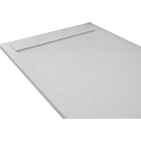 Mineralguss-Duschwanne extra flach RIBERA Schieferoptik WEIß 70x140cm Ablaufschutz in farbe