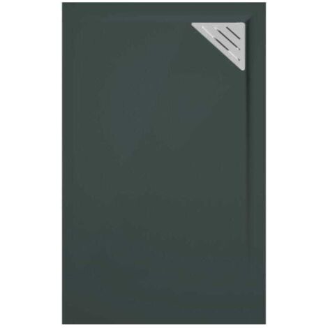 Mineralguss-Duschwanne extra flach TRINITY in ANTHRAZIT 70x170 cm Ablauf rechtsbündig
