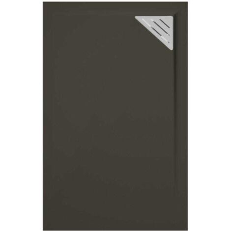 Mineralguss-Duschwanne extra flach TRINITY in SCHWARZ 70x170 cm Ablauf rechtsbündig