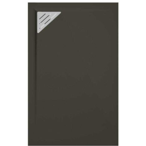 Mineralguss-Duschwanne extra flach TRINITY in SCHWARZ 90x120 cm Ablauf linksbündig