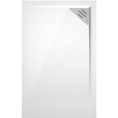 Mineralguss-Duschwanne extra flach TRINITY in WEIß 70x170 cm Ablauf rechtsbündig